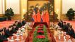 Xi Jinping, general secretary of the Central Committee of the Communist Party of China (CPC) and Chinese president, holds talks with Kim Jong Un, chairman of the Workers' Party of Korea (WPK) and chairman of the State Affairs Commission of the Democratic People's Republic of Korea (DPRK), at the Great Hall of the People in Beijing, capital of China. At the invitation of Xi, Kim paid an unofficial visit to China from March 25 to 28. (Xinhua/Yao Dawei)
